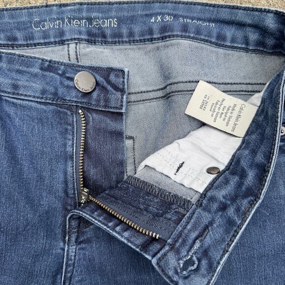 Calvin Klein Straight Jeans Mid Rise‎ Pockets Denim Dark Wash Womens Size 4X30 - Picture 5 of 6